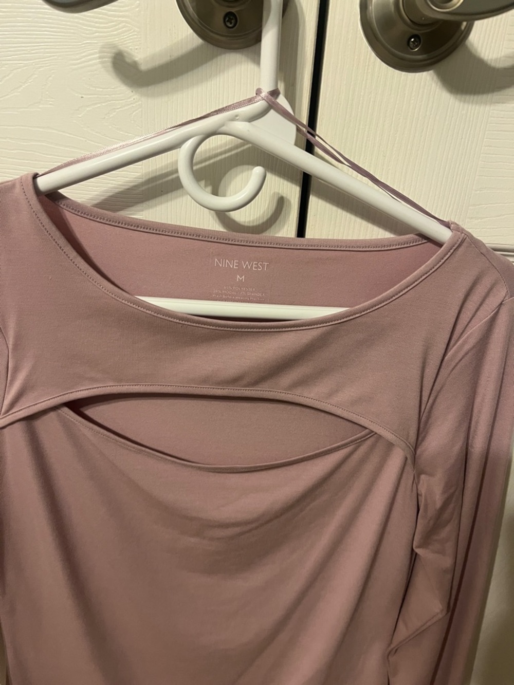 Nine West Dusty Rose Long Sleeve Top with Front Cutout